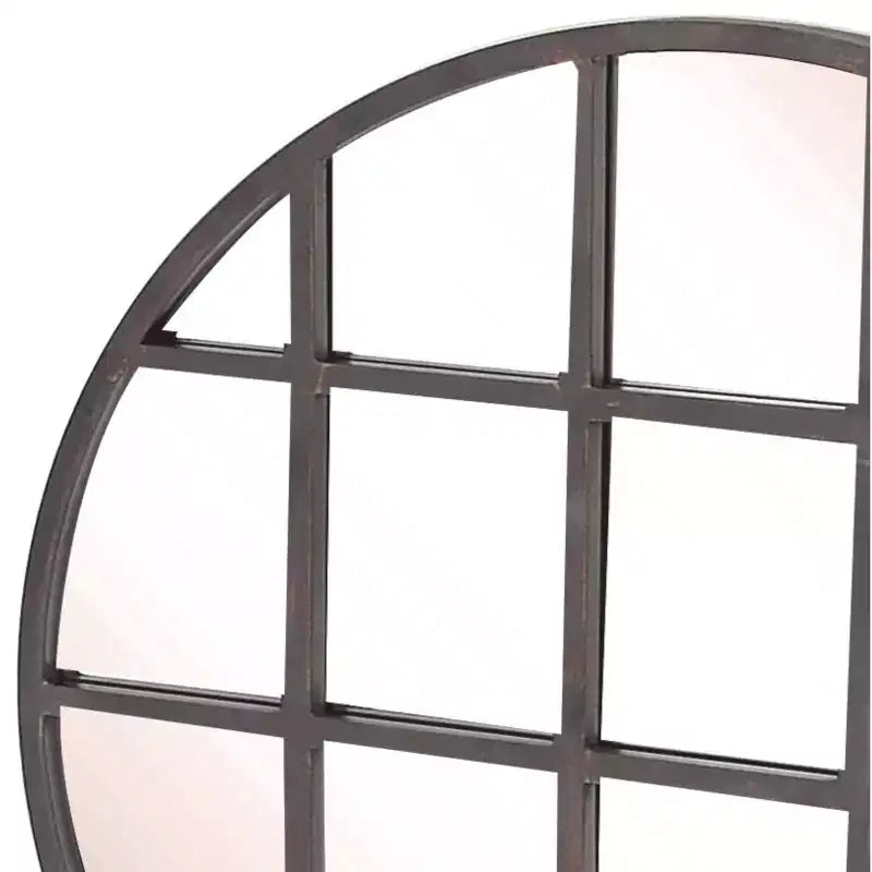 Specchio da parete rotondo nero con cornice a griglia, stile industriale, 91 cm – 1 pannello