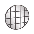 Specchio da parete rotondo nero con cornice a griglia, stile industriale, 91 cm – 1 pannello
