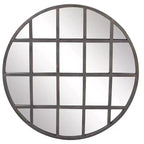 Specchio da parete rotondo nero con cornice a griglia, stile industriale, 91 cm – 1 pannello