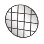 Specchio da parete rotondo nero con cornice a griglia, stile industriale, 91 cm – 1 pannello