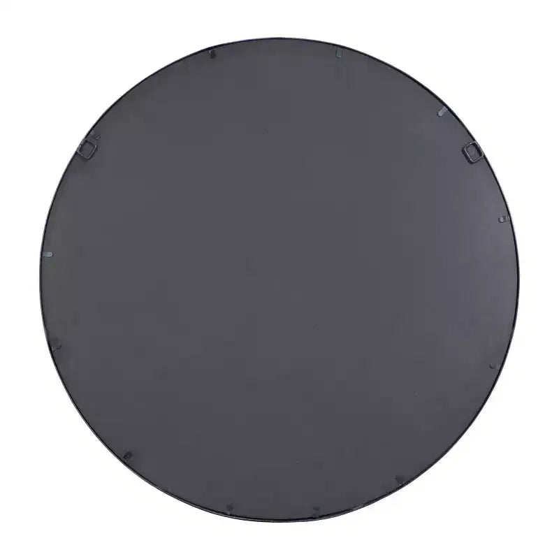Specchio da parete rotondo nero con cornice a griglia, stile industriale, 91 cm – 1 pannello