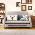 Divano letto convertibile grigio a 2 posti con base contenitore