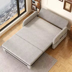 Divano letto convertibile grigio a 2 posti con base contenitore