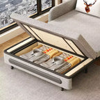 Divano letto convertibile grigio a 2 posti con base contenitore