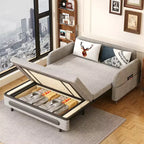 Luck Live Farmhouse 61.61 Sofa Bed with Storage Base and Side Pockets, Detachable Washable Seat Cushions Gray
