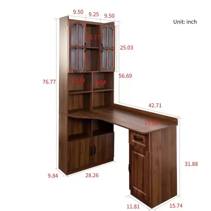 Scrivania a L color noce con libreria, scrivania per computer monoposto da 140 cm