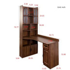 Scrivania a L color noce con libreria, scrivania per computer monoposto da 140 cm