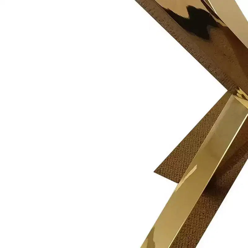 Tavolo da pranzo rotondo trasparente e oro, gambe incrociate, 6 posti