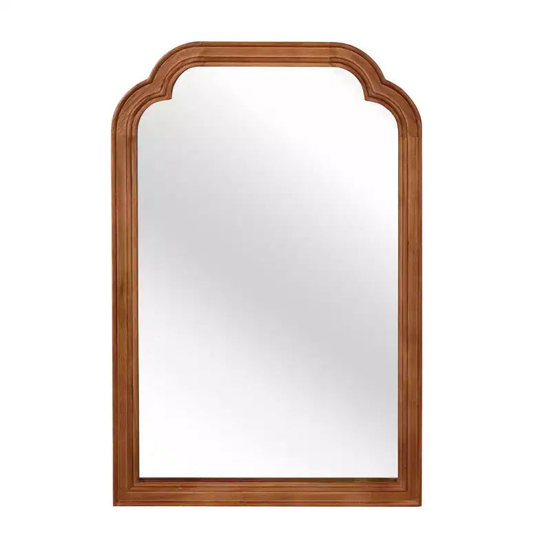 Specchio da parete con angoli arrotondati marrone giallastro, 24" x 36", cornice in legno massiccio