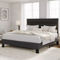 Adjustable Upholstered Platform Bed Frame  No Box Spring Needed, Dark Grey