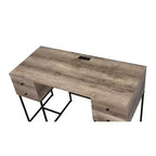 Scrivania in legno marrone con stazione di ricarica USB, singolo utente