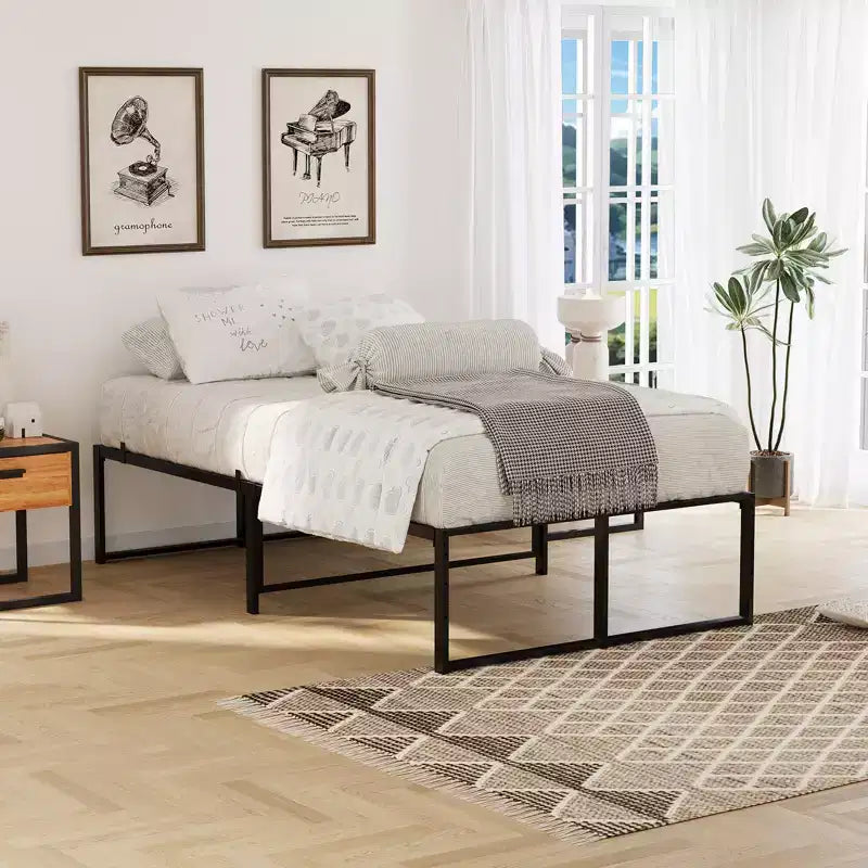 Bed Frame Platform, 13 Inch Underbed Storage, Steel Construction, 800 lbs Capacity, No Box Spring Needed, Easy to Assemble