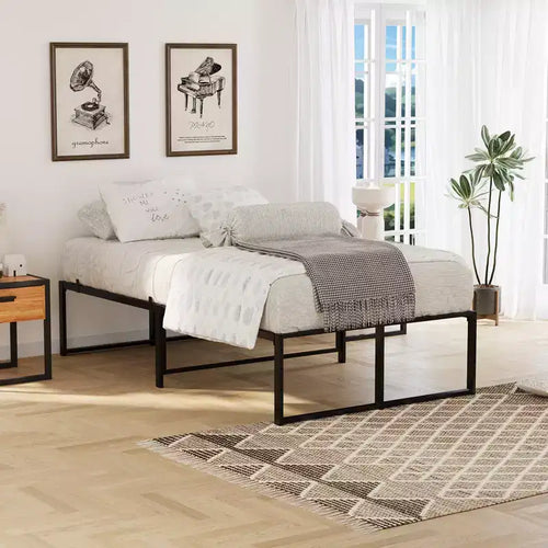 Bed Frame Platform, 13 Inch Underbed Storage, Steel Construction, 800 lbs Capacity, No Box Spring Needed, Easy to Assemble