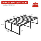 Struttura letto matrimoniale in metallo nero, stile piattaforma