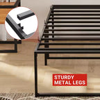 Struttura letto matrimoniale in metallo nero, stile piattaforma