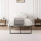 Struttura letto matrimoniale in metallo nero, stile piattaforma