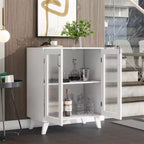 Madia buffet bianca con ante in rete metallica, armadietto a 2 ante per ingresso/soggiorno