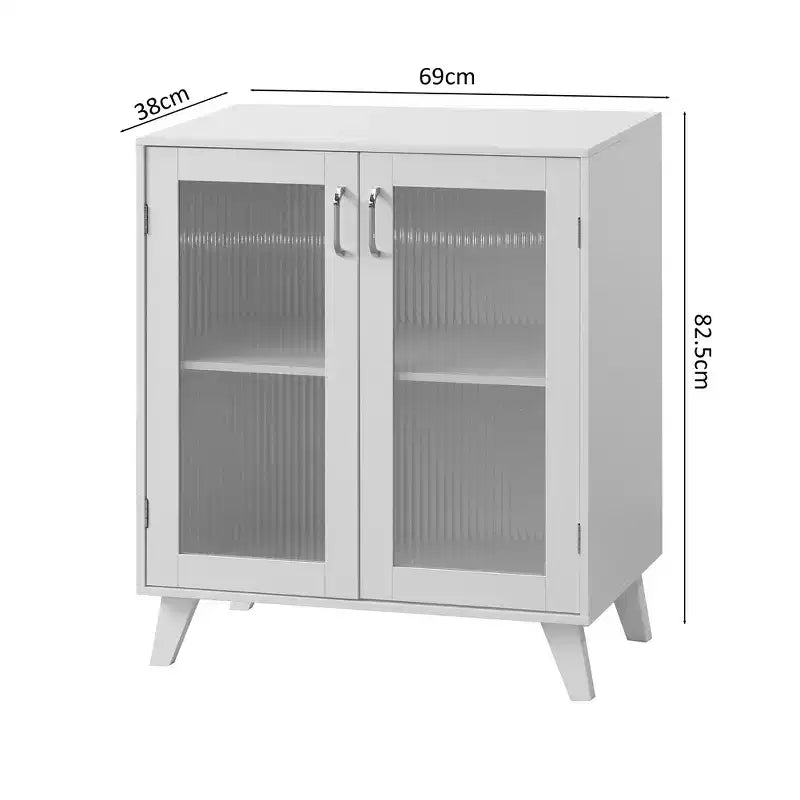 Madia buffet bianca con ante in rete metallica, armadietto a 2 ante per ingresso/soggiorno