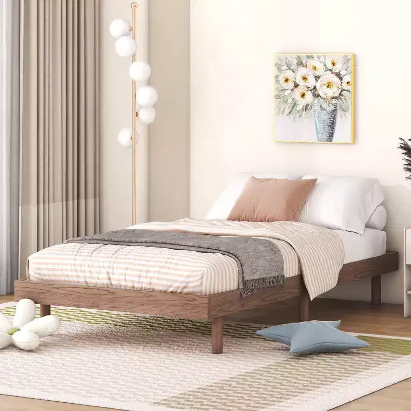 Struttura letto a piattaforma flottante doppia, stile moderno a basso profilo, singolo