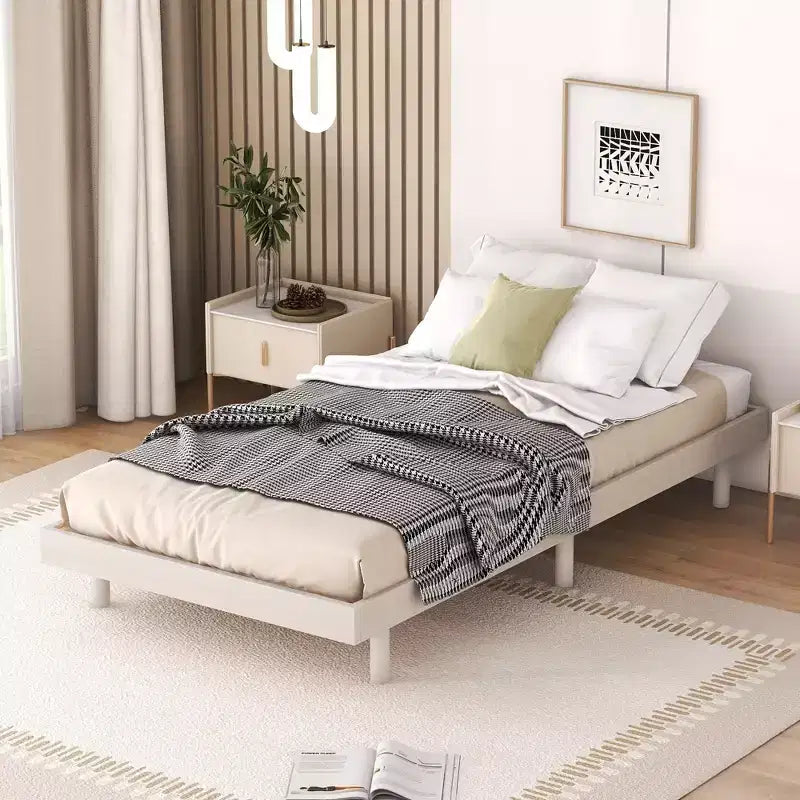 Struttura letto a piattaforma flottante doppia, stile moderno a basso profilo, singolo