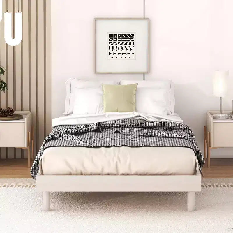 Struttura letto a piattaforma flottante doppia, stile moderno a basso profilo, singolo
