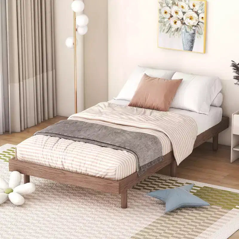 Struttura letto a piattaforma flottante doppia, stile moderno a basso profilo, singolo