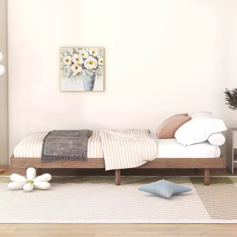 Struttura letto a piattaforma flottante doppia, stile moderno a basso profilo, singolo