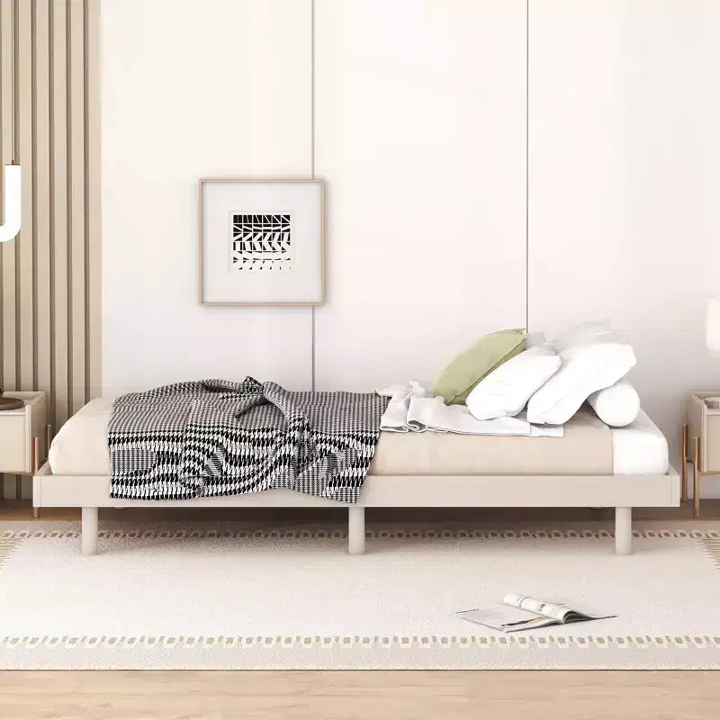 Struttura letto a piattaforma flottante doppia, stile moderno a basso profilo, singolo