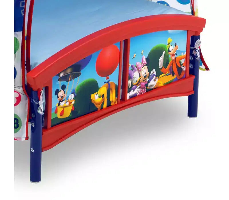 Lettino a tenda multicolore per bambini con sponde laterali, singolo