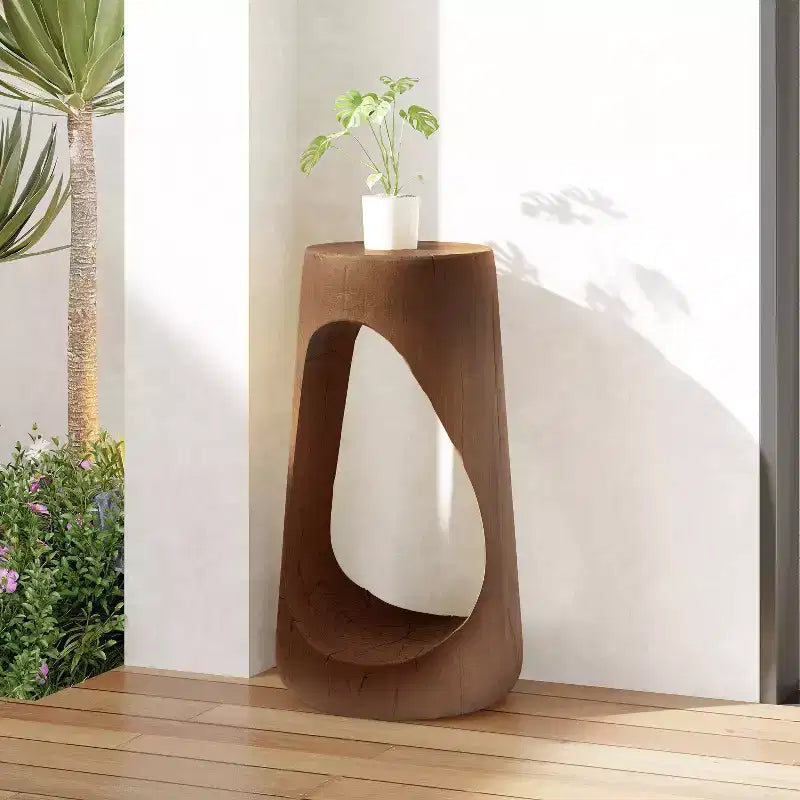 MAYEERTY 1 Pack Modern Hollow MGO End Table, Artistic Side Table for Living Room, Bedroom, Outdoor Patio