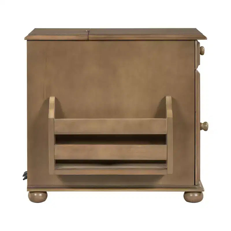 Tavolino con cassetto, porte USB e libreria – Marrone / Espresso / Blu Notte