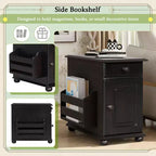 Tavolino con cassetto, porte USB e libreria – Marrone / Espresso / Blu Notte