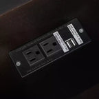 Tavolino con cassetto, porte USB e libreria – Marrone / Espresso / Blu Notte