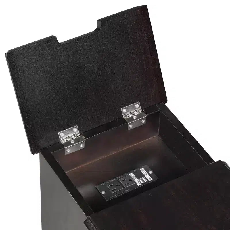 Tavolino con cassetto, porte USB e libreria – Marrone / Espresso / Blu Notte