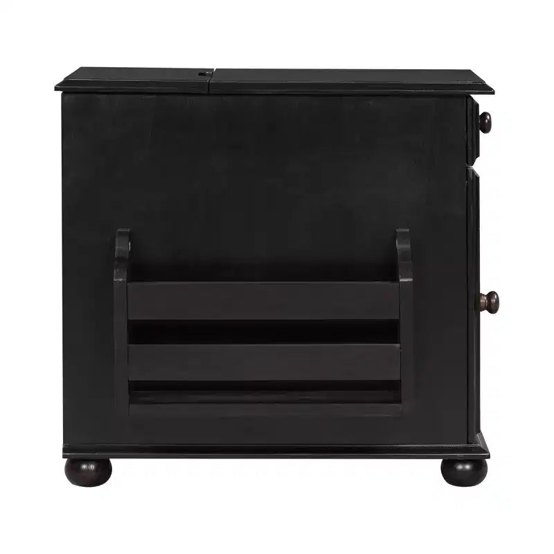 Tavolino con cassetto, porte USB e libreria – Marrone / Espresso / Blu Notte