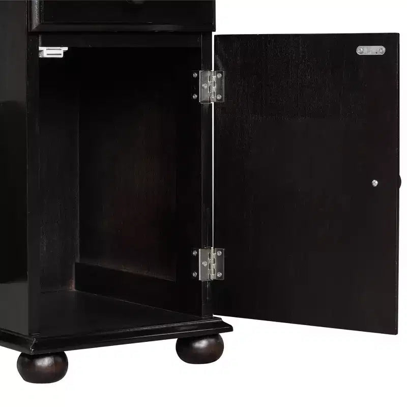 Tavolino con cassetto, porte USB e libreria – Marrone / Espresso / Blu Notte