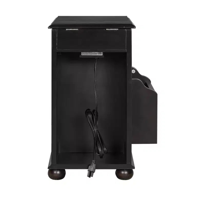 Tavolino con cassetto, porte USB e libreria – Marrone / Espresso / Blu Notte