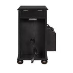 Tavolino con cassetto, porte USB e libreria – Marrone / Espresso / Blu Notte