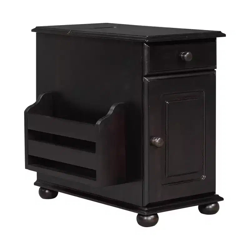 Tavolino con cassetto, porte USB e libreria – Marrone / Espresso / Blu Notte