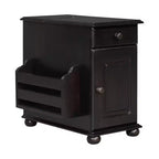 Tavolino con cassetto, porte USB e libreria – Marrone / Espresso / Blu Notte