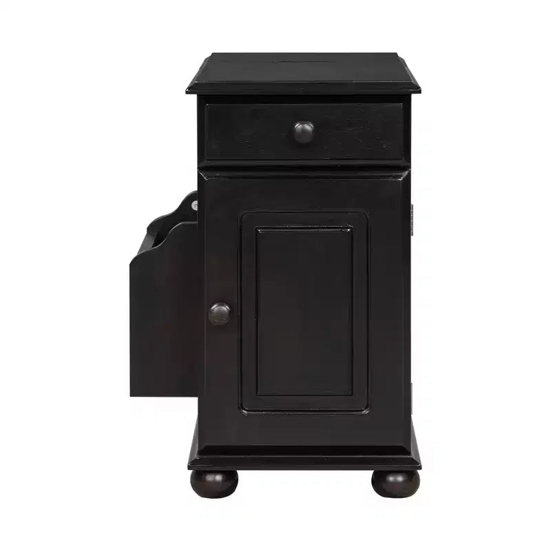 Tavolino con cassetto, porte USB e libreria – Marrone / Espresso / Blu Notte