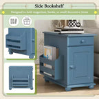 Tavolino con cassetto, porte USB e libreria – Marrone / Espresso / Blu Notte