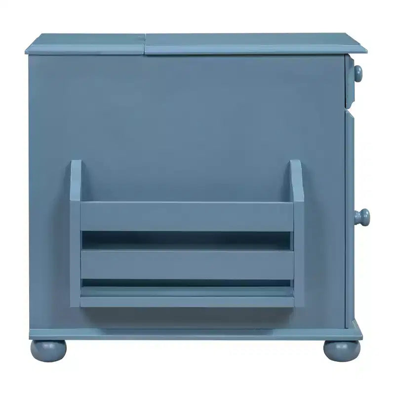 Tavolino con cassetto, porte USB e libreria – Marrone / Espresso / Blu Notte