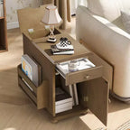 Tavolino con cassetto, porte USB e libreria – Marrone / Espresso / Blu Notte