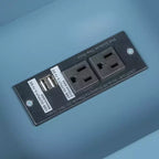 Tavolino con cassetto, porte USB e libreria – Marrone / Espresso / Blu Notte