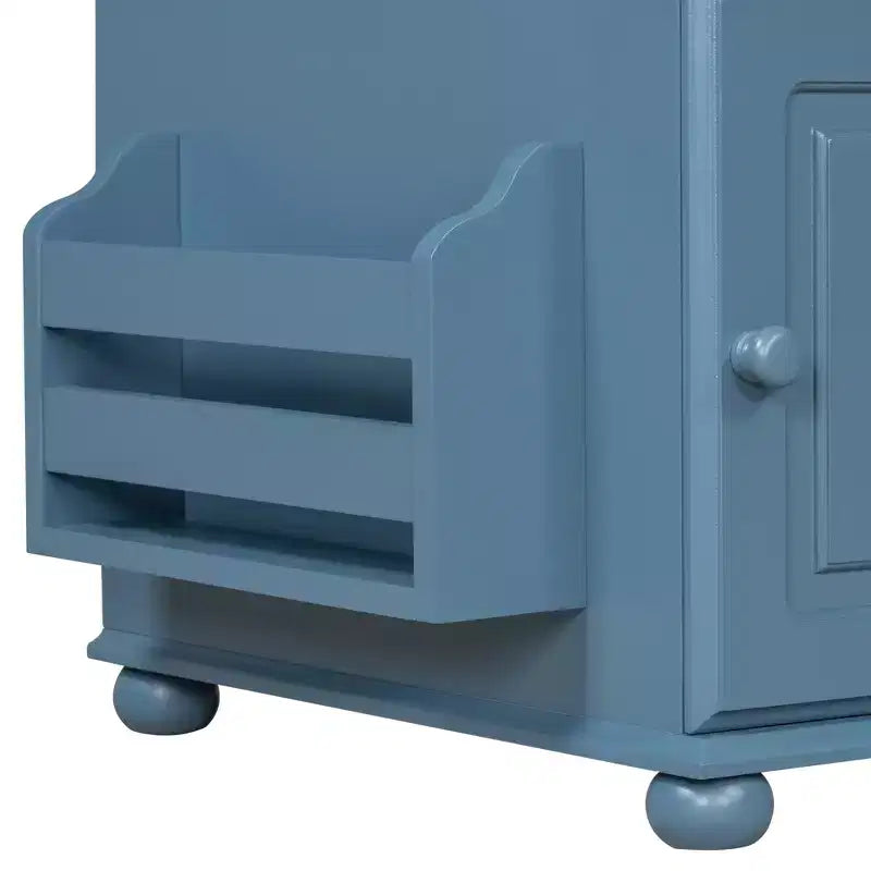 Tavolino con cassetto, porte USB e libreria – Marrone / Espresso / Blu Notte