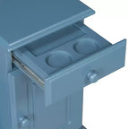Tavolino con cassetto, porte USB e libreria – Marrone / Espresso / Blu Notte