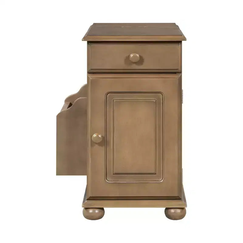 Tavolino con cassetto, porte USB e libreria – Marrone / Espresso / Blu Notte