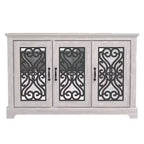 Mobile credenza/buffet a 3 ante bianco con intarsi a volute