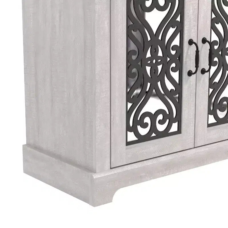 Mobile credenza/buffet a 3 ante bianco con intarsi a volute